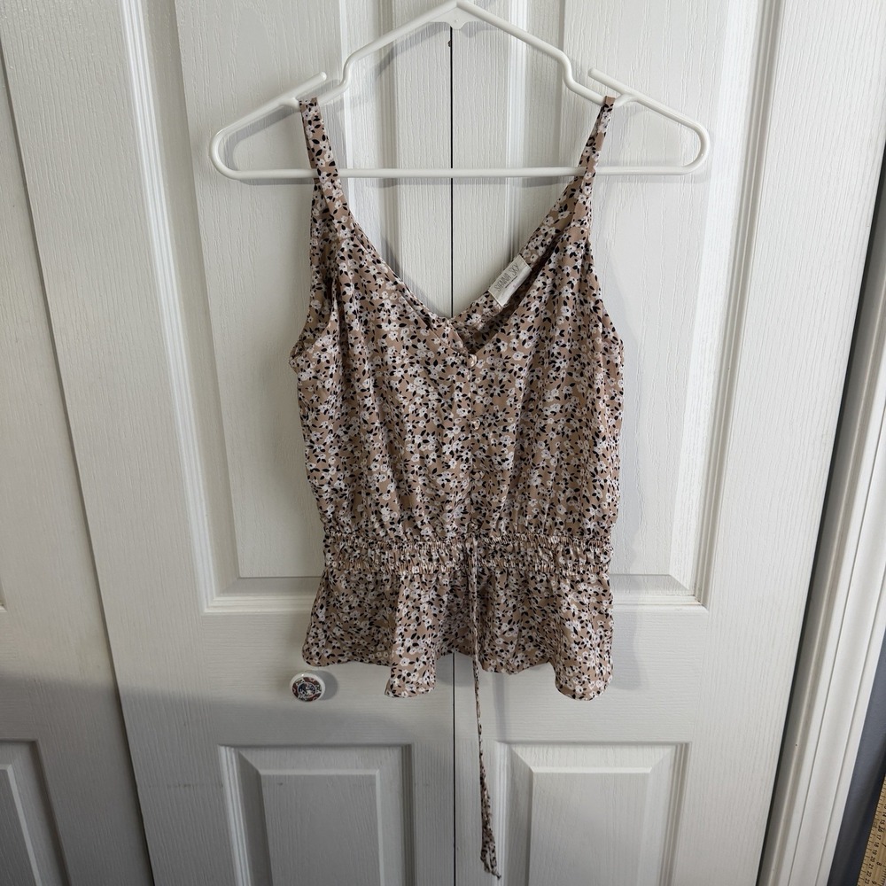 Sienna Sky multicolor floral peplum spaghetti strap blouse women's size small